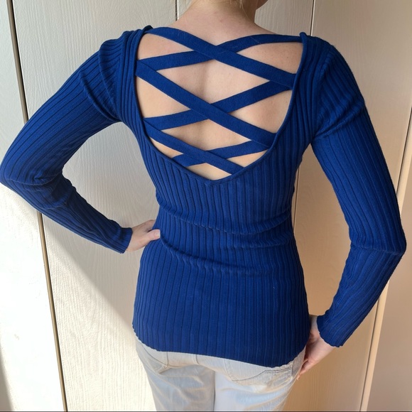 SOLD. Open Back Ribbed Top - Picture 2 of 3
